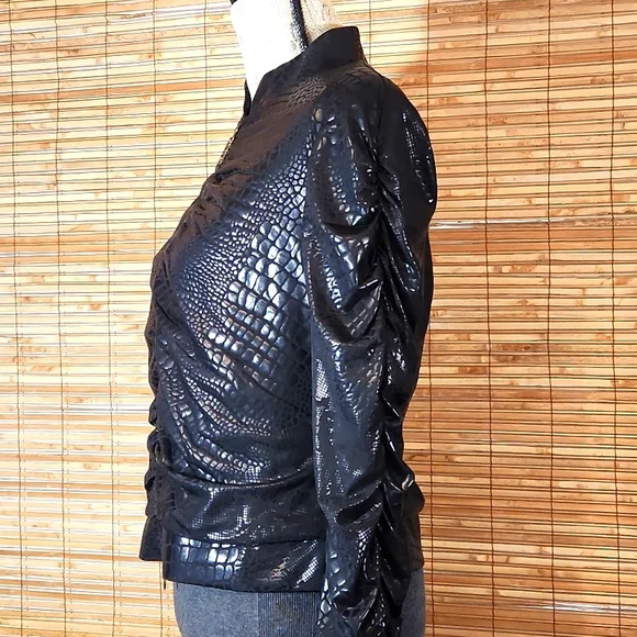 Ruched Sleeve Stretch Track Jacket - Picture 5 of 11